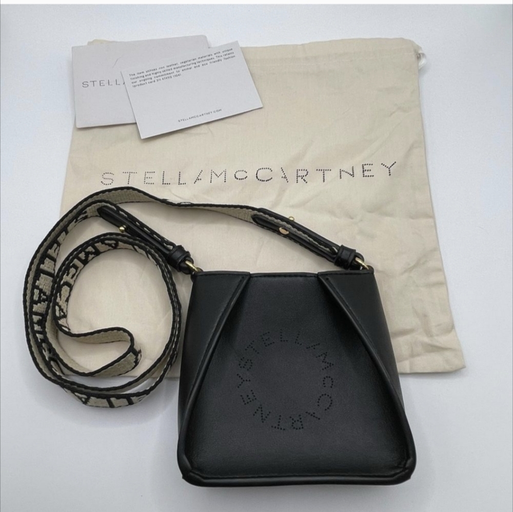 Stella McCartney Micro Perforated Logo Crossbody Bag Black W/ Dustbag